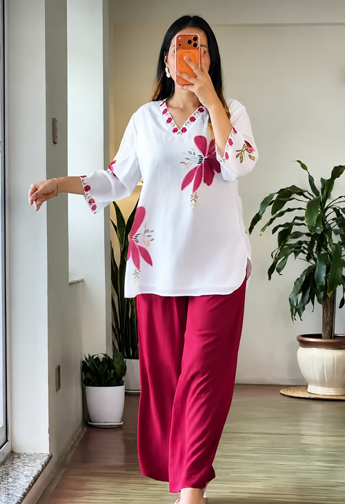 Pink Floral Mul Cotton Co-ord Set