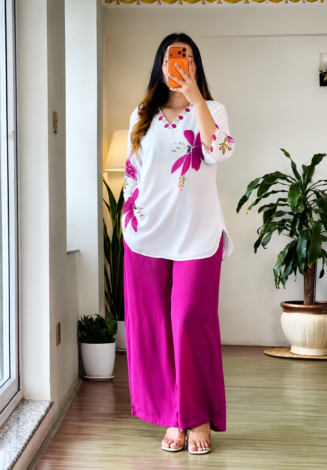Pink Floral Mul Cotton Co-ord Set