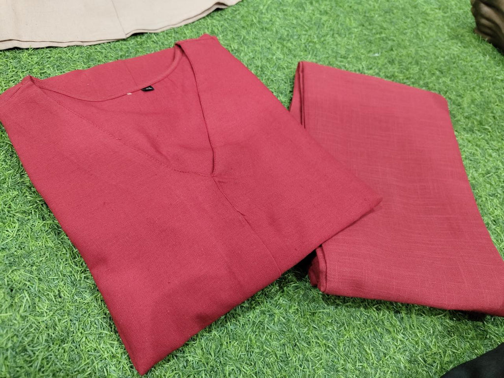 Red Embroidered Cotton Co-ord Set
