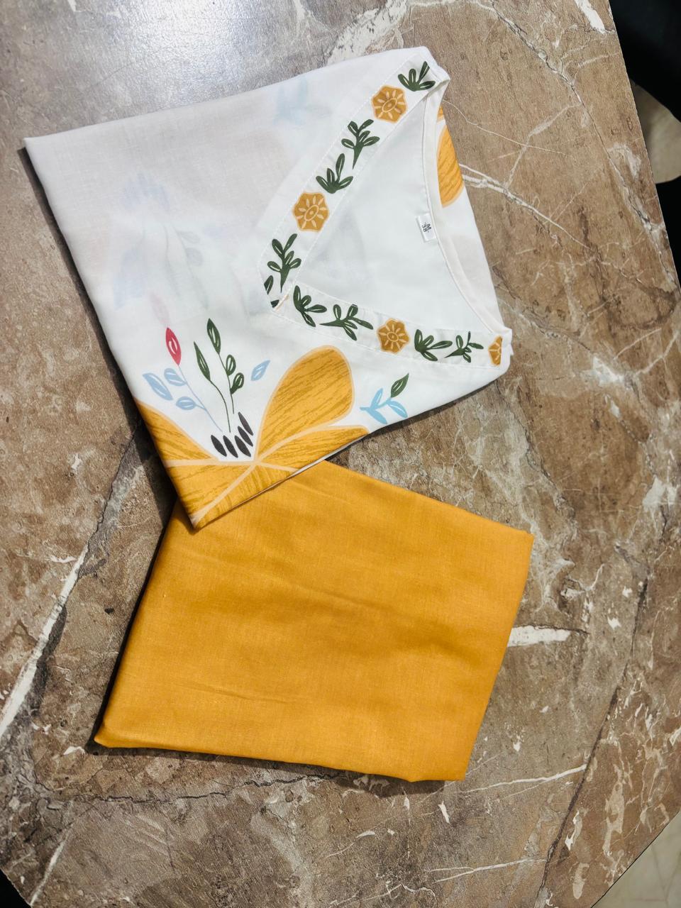 Yellow Floral Mul Cotton Co-ord Set