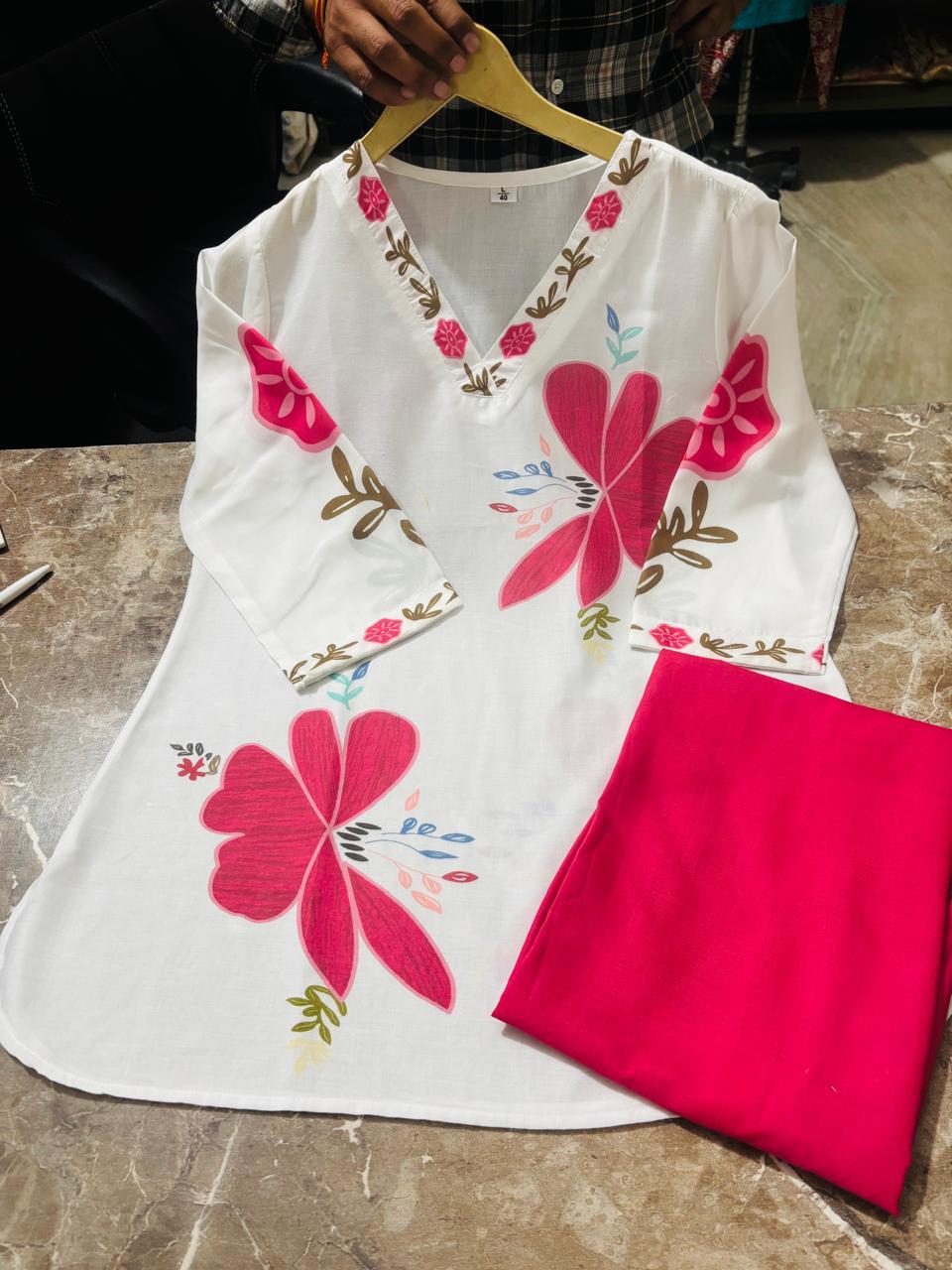 Red Floral Mul Cotton Co-ord Set