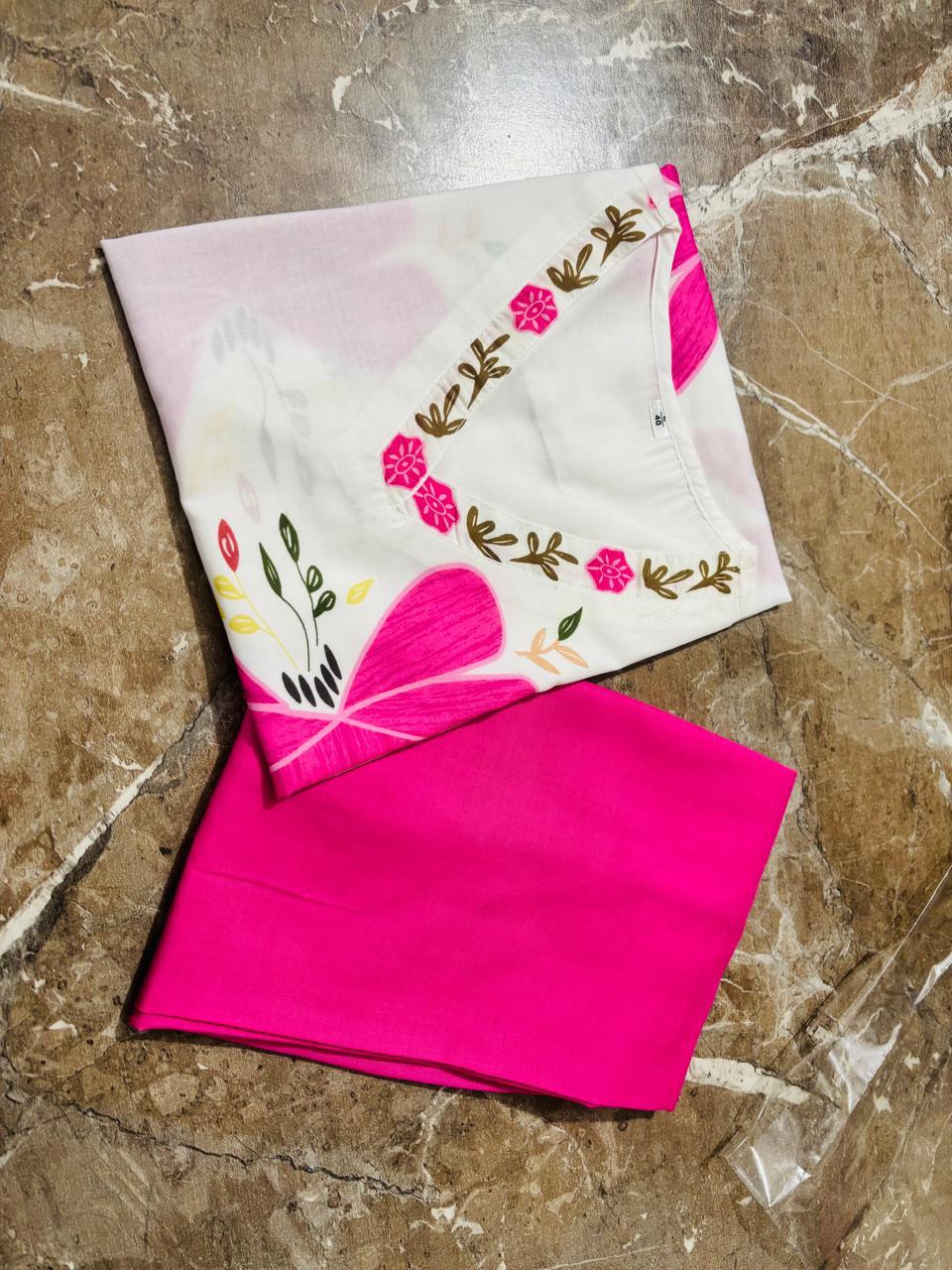 Pink Floral Mul Cotton Co-ord Set