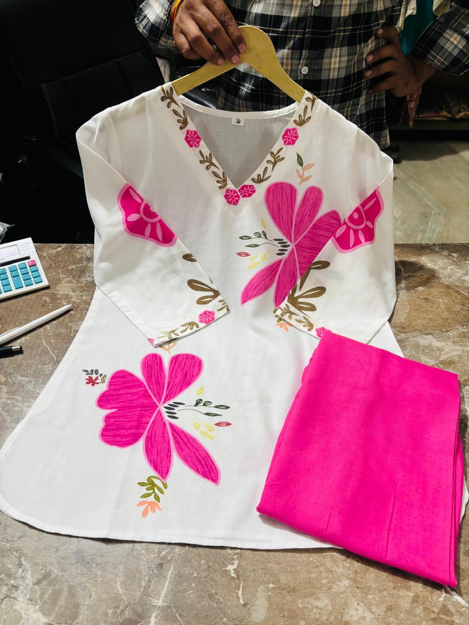 Pink Floral Mul Cotton Co-ord Set