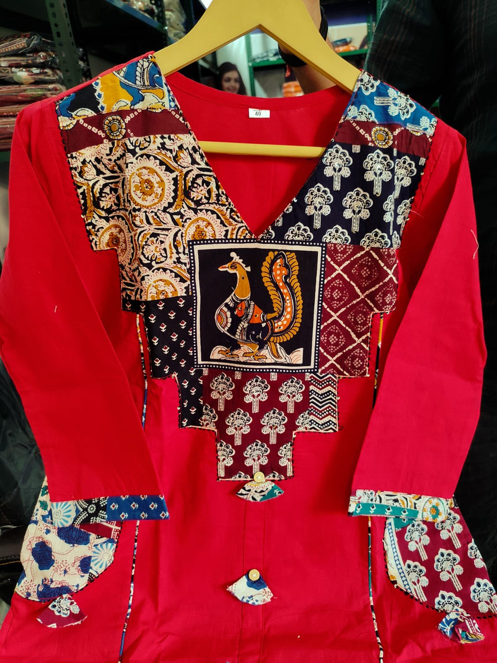 Red Jaipuri Cotton Kurta Set