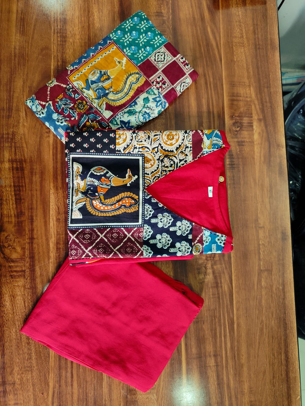 Red Jaipuri Cotton Kurta Set