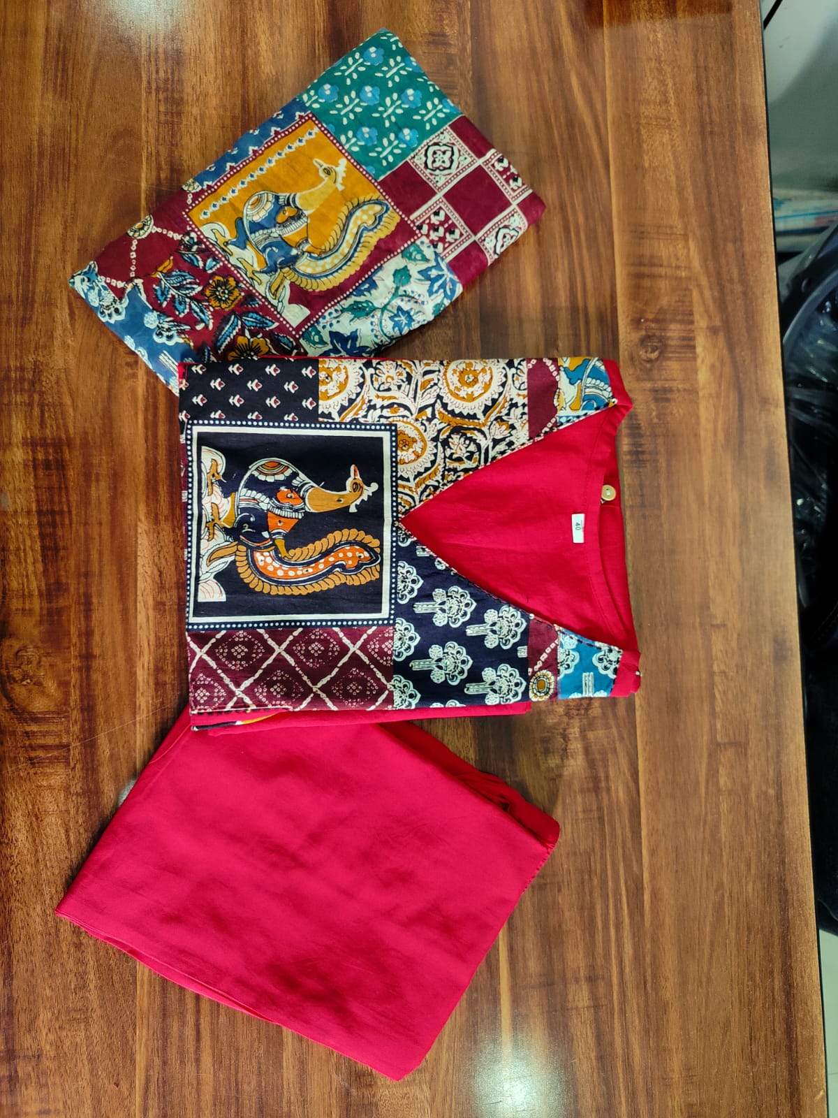 Red Jaipuri Cotton Kurta Set