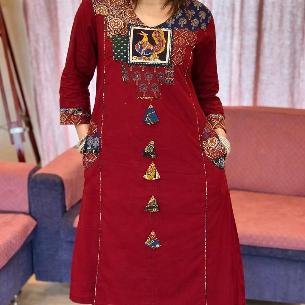 Red Jaipuri Cotton Kurta Set