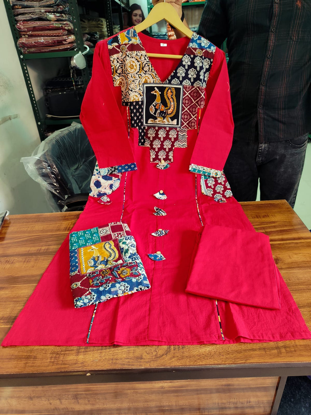 Red Jaipuri Cotton Kurta Set