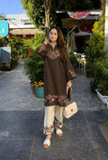 Brown Pure Cotton Embroidered Co-ord Set