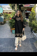 Black Pure Cotton Embroidered Co-ord Set