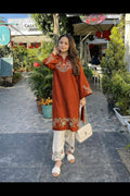 Mustard Pure Cotton Embroidered Co-ord Set