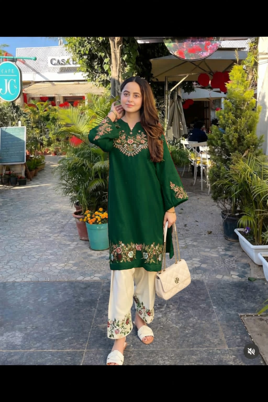 Dark Green Pure Cotton Embroidered Co-ord Set