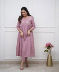 Pink Cotton Collared Kurta Set