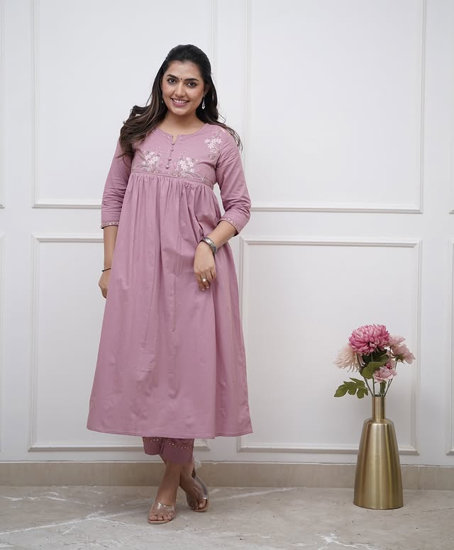 Pink Cotton Collared Kurta Set