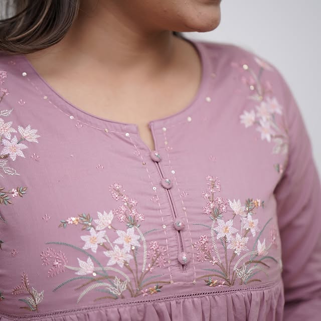 Pink Cotton Collared Kurta Set