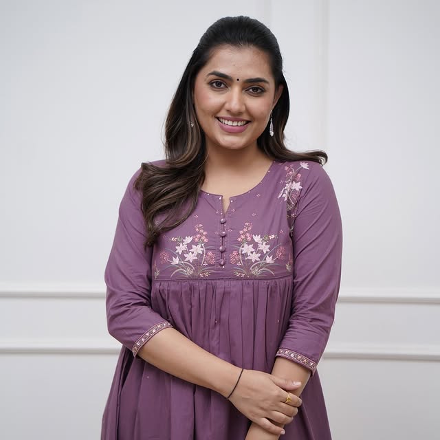 Purple Cotton Collared Kurta Set
