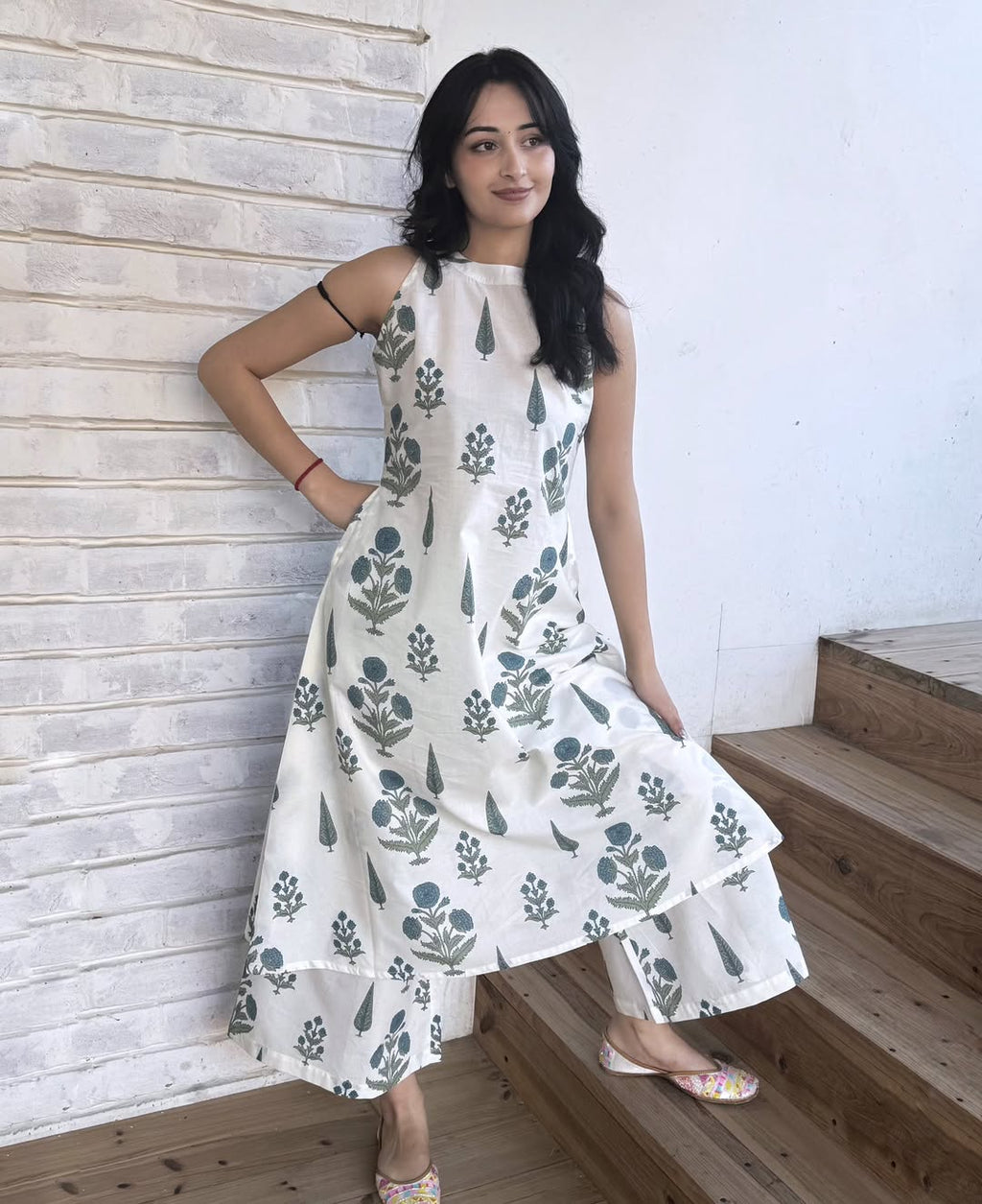 Floral Cotton Kurti Palazzo Set