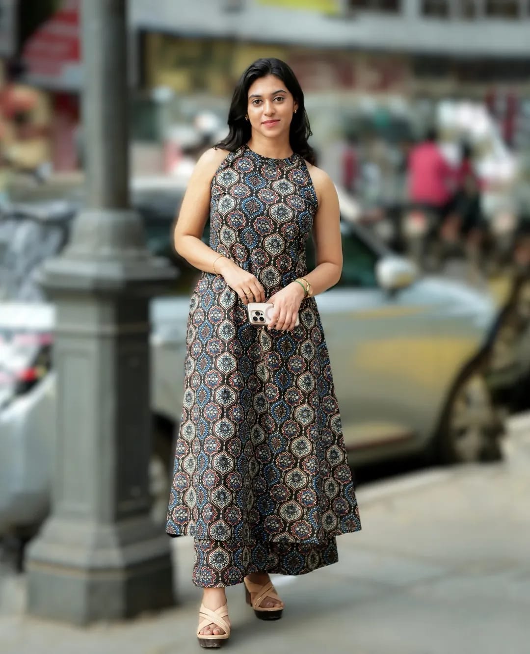 Designer Black Floral Cotton Kurti Palazzo Set