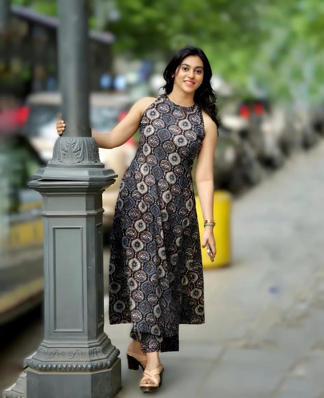 Designer Black Floral Cotton Kurti Palazzo Set