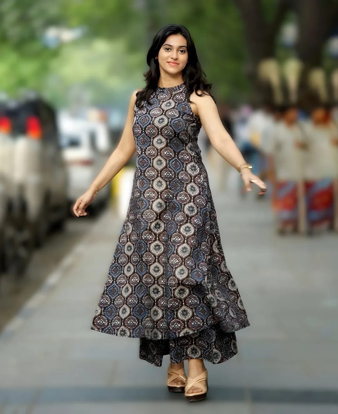 Designer Black Floral Cotton Kurti Palazzo Set