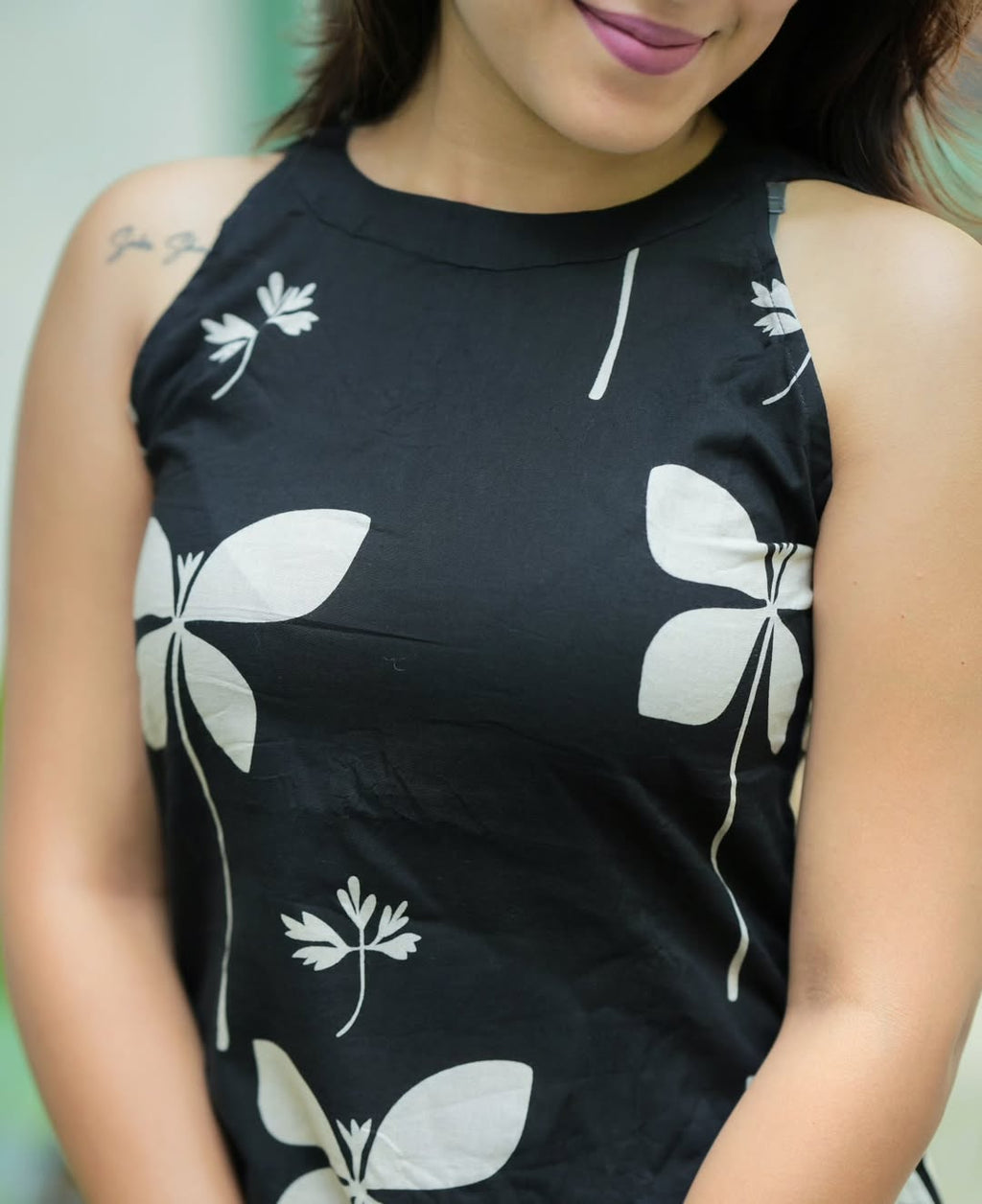 Black Floral Cotton Kurti Palazzo Set