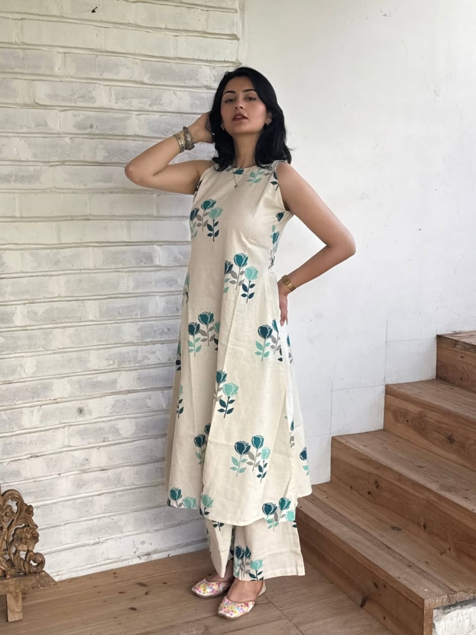 Floral Cotton Kurti Palazzo Set