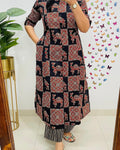 Black Floral Cotton Kurti Palazzo Set