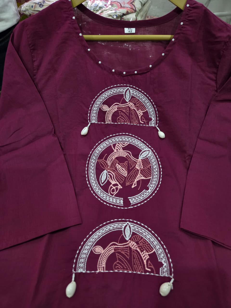 Purple Cotton Embroidered Co-ord Set