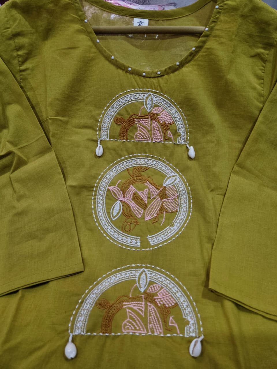 Yellow Cotton Embroidered Co-ord Set