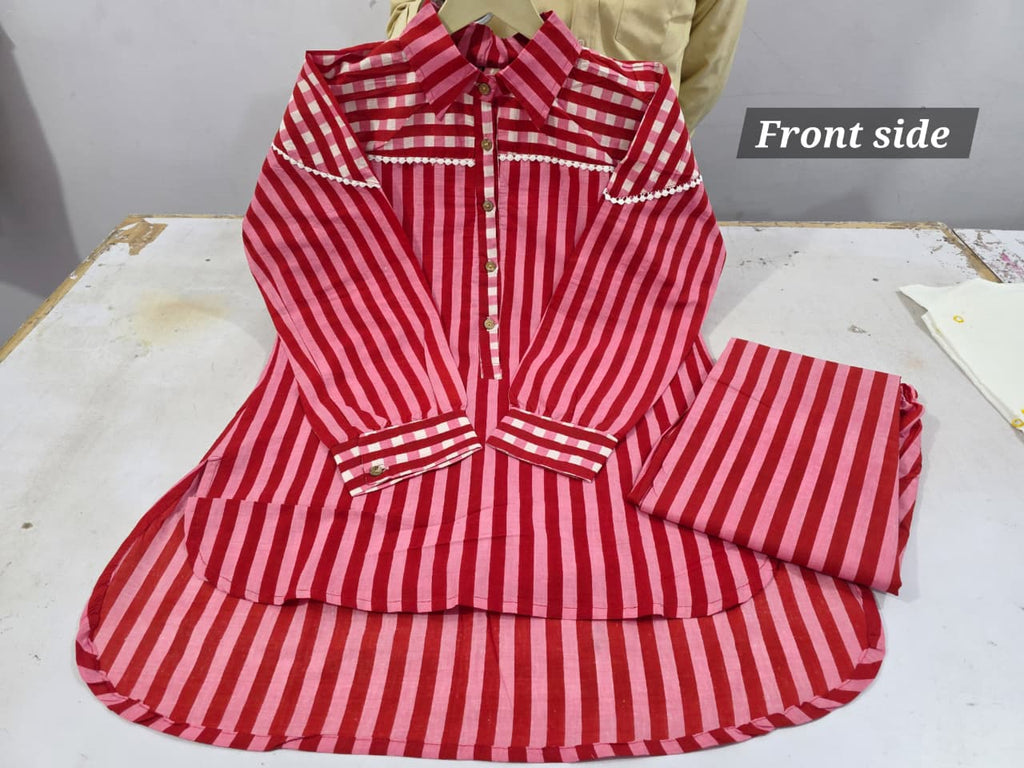 cherry Cotton Embroidered Co-ord Set