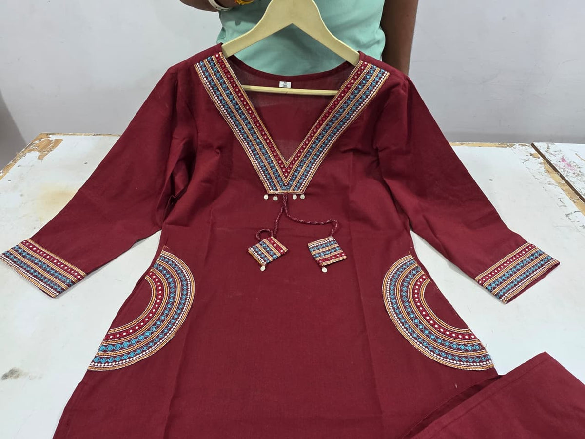 Maaron Printed Cotton Kurta Pant Set