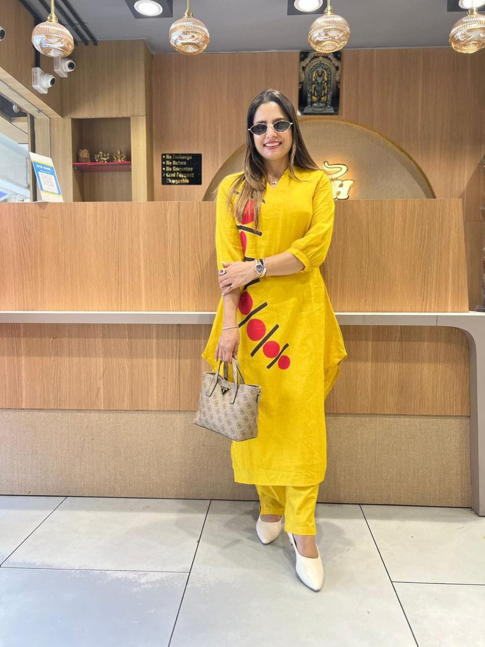 Yellow Tie-Dye Muslin Kurti Set