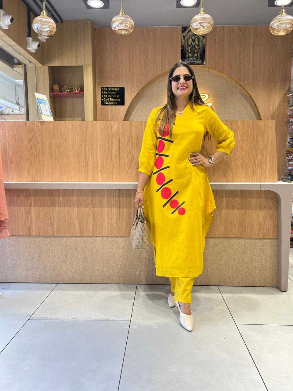 Yellow Tie-Dye Muslin Kurti Set