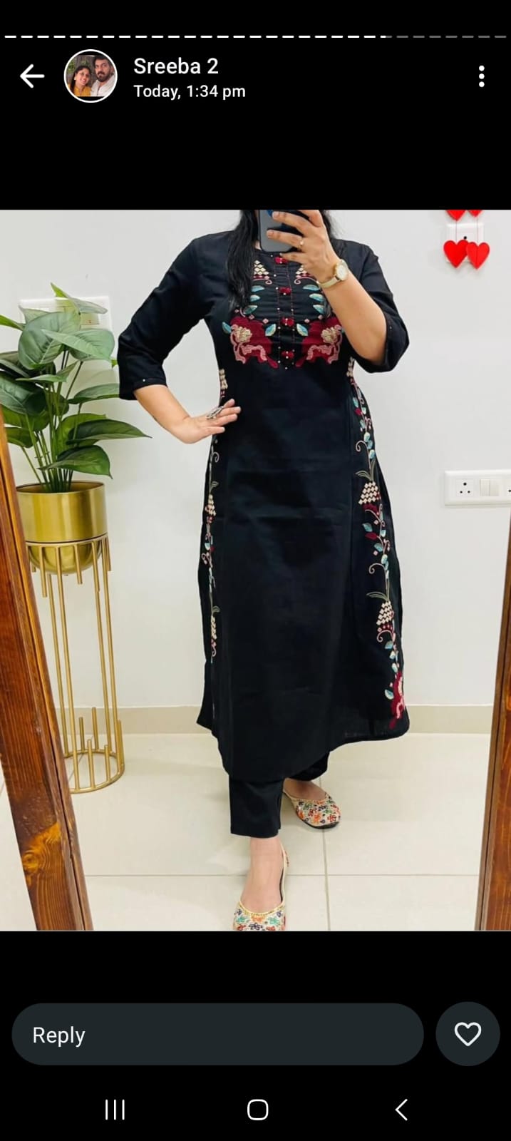 Black Embroidered Cotton Flex Set