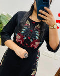 Black Embroidered Cotton Flex Set