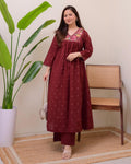 Maroon Cotton Kurta Pant Set