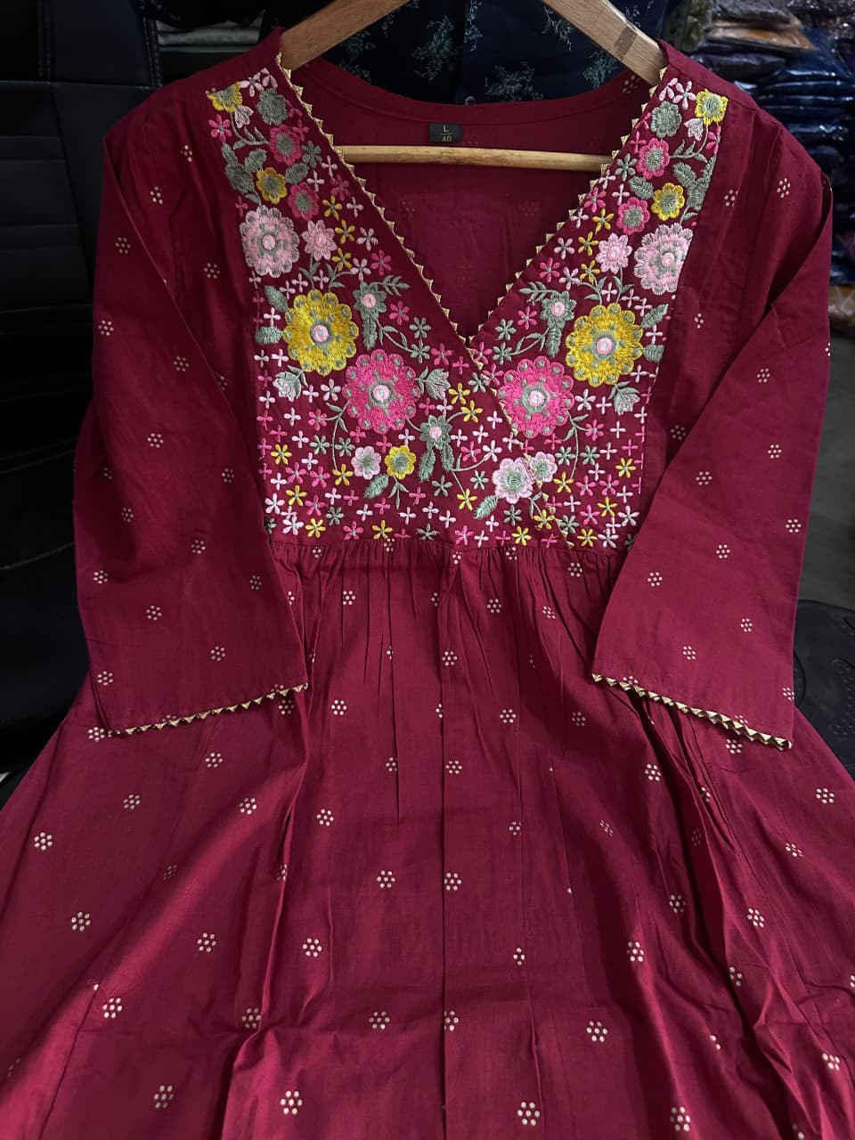 Maroon Cotton Kurta Pant Set